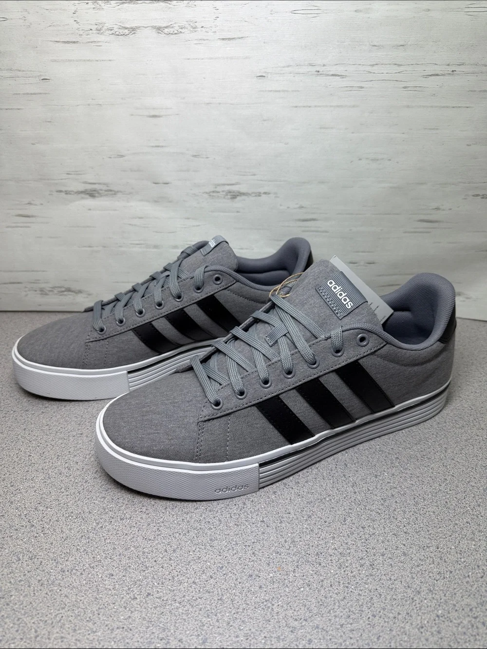 adidas Grey Canvas Sneakers with Black Stripes